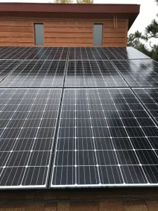 Close-up of residential solar panel system designed to withstand Colorado storm
