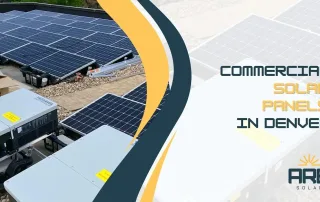Commercial solar panel installation on a Denver rooftop with ARE Solar branding