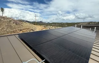 Rooftop solar panel installation in Larkspur with mountain views