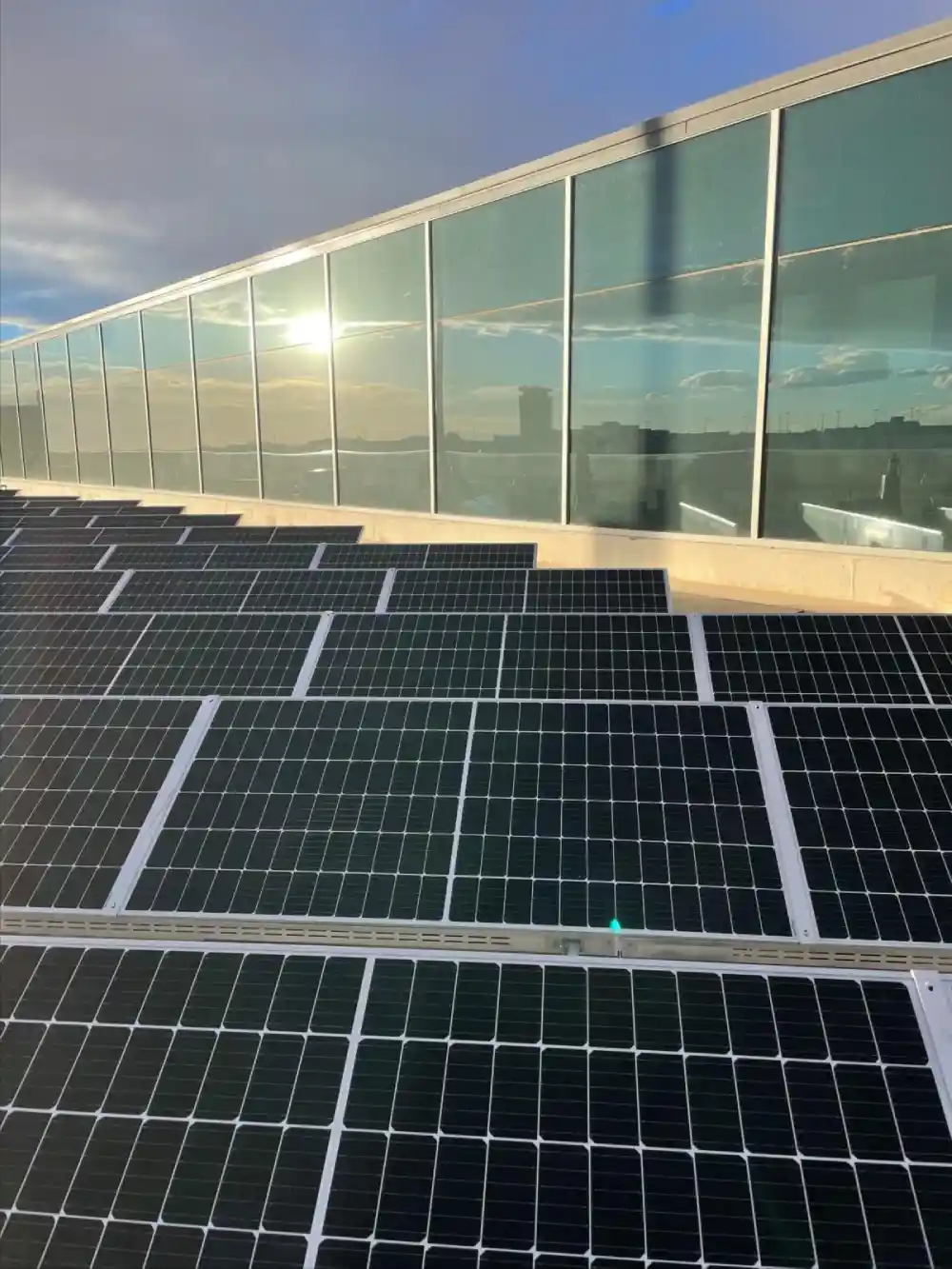 Solar panels on a commercial building supporting ESG goals in Denver