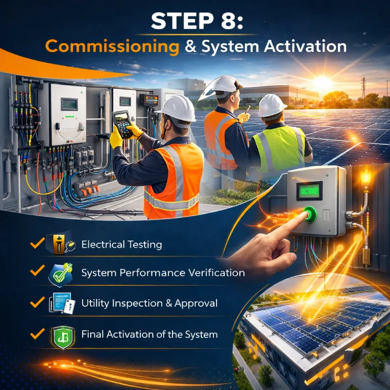 Step 8 – Solar system commissioning and activation Step 8 - Solar system commissioning and activation